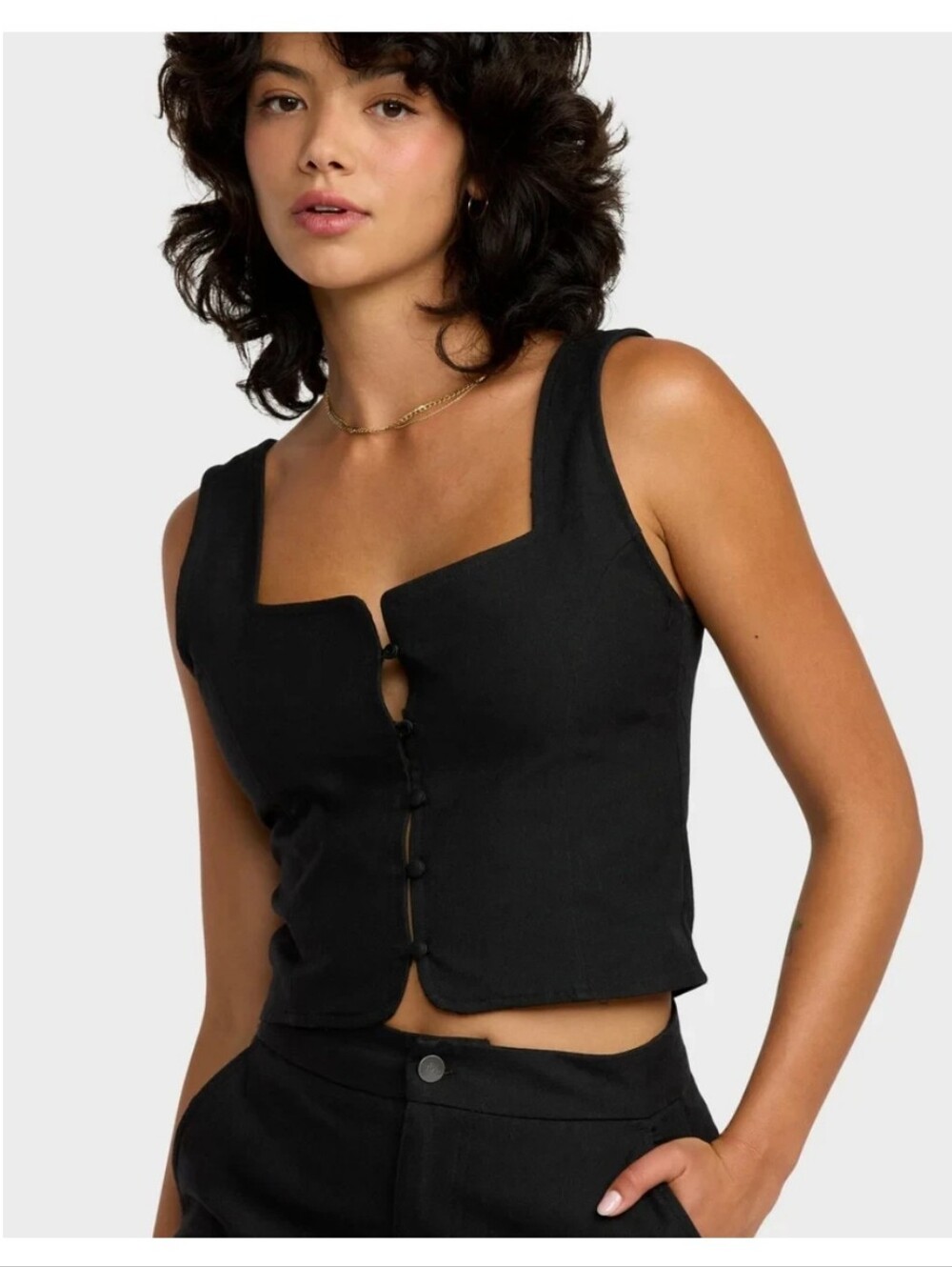 RVCA Bonnie Button Thru Tank Top, Size L